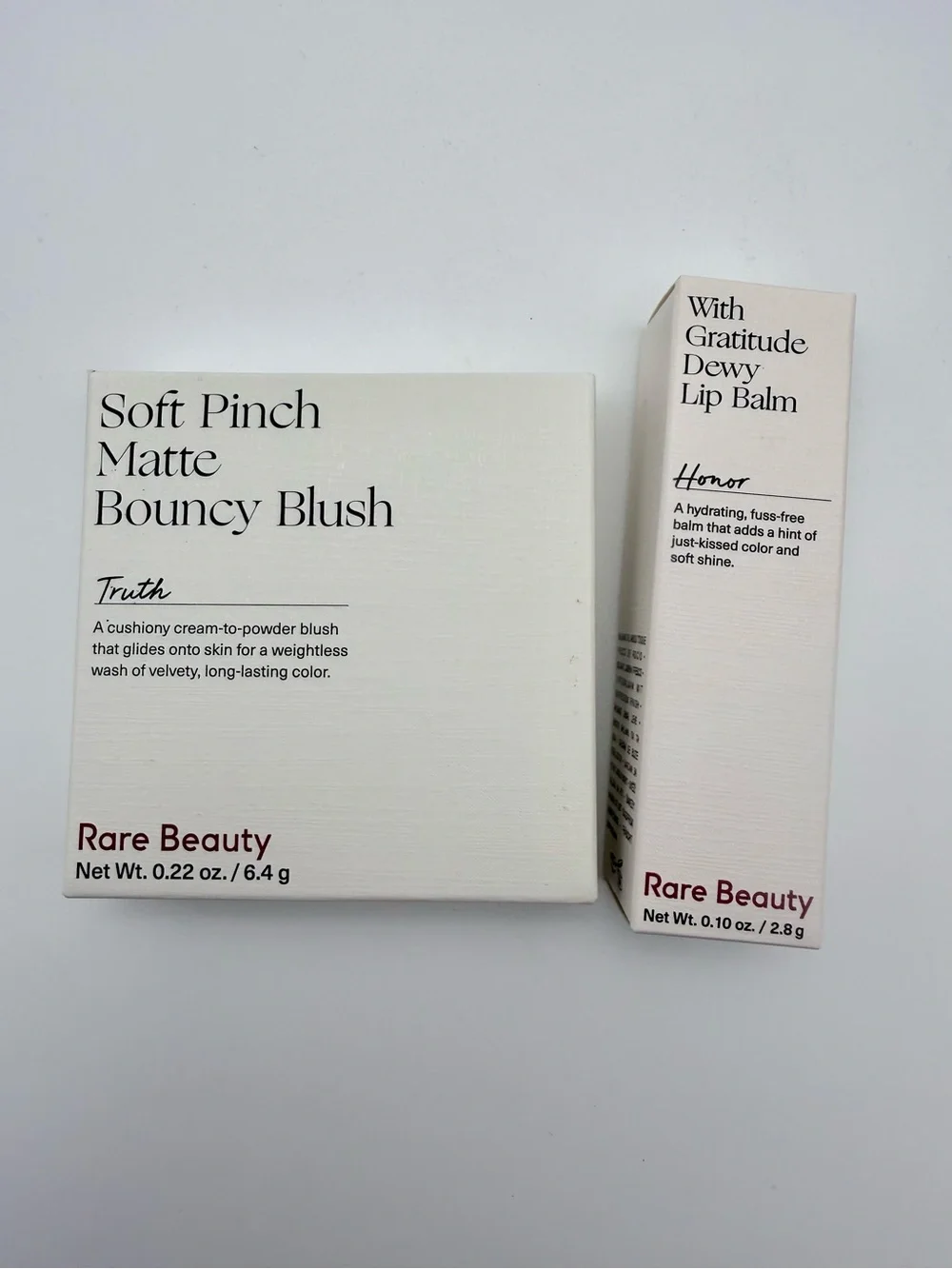 Rare Beauty Soft Bouncy Blush in TRUTH + With Gratitude Dewy Lip Balm in HONOR